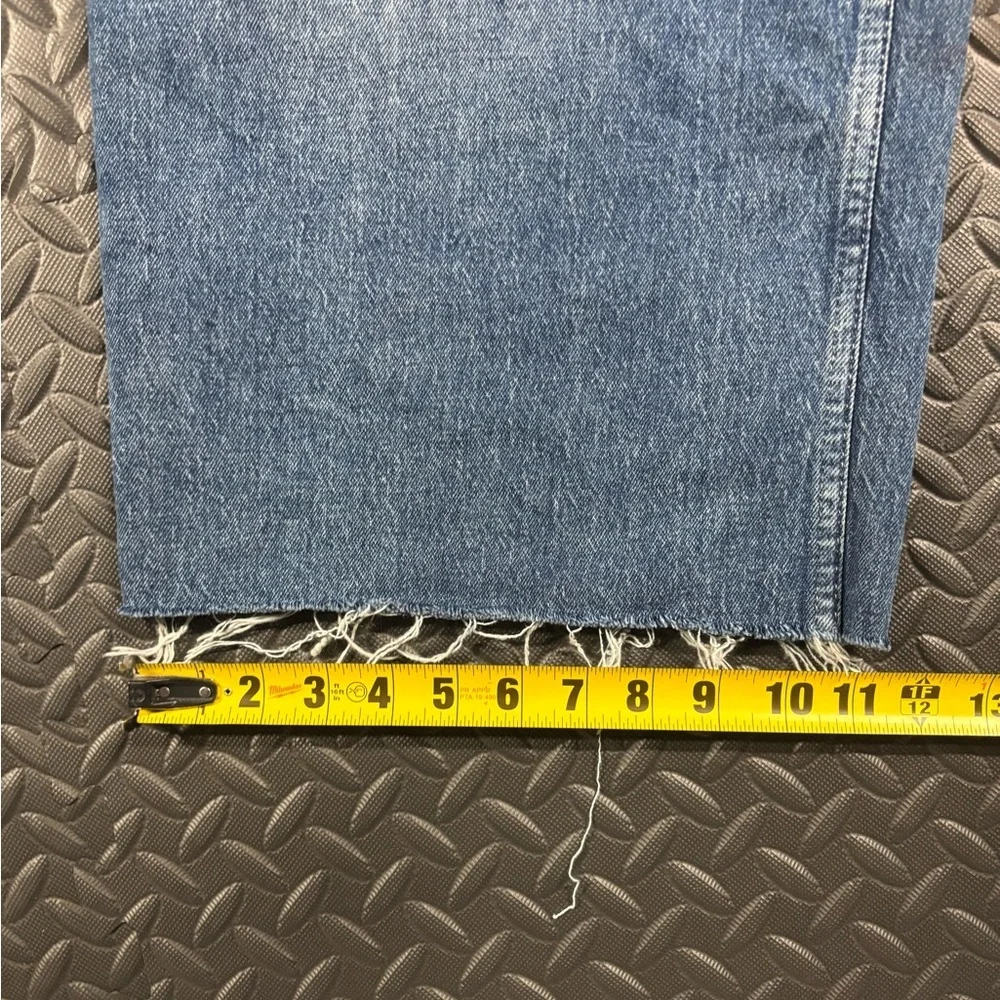 Super High Rise Wide Leg Jeans Raw Hem Cropped Size 16